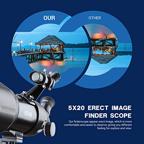 ESSLNB Telescopes for Adults Kids Astronomy Beginners 80mm Astronomy Telescopes with 10X Phone Mount Refractor Telescope Tripod and Case - Thumbnail 3