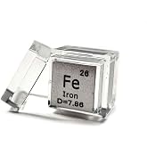 0.39" 10mm Iron Ferrum Metal Cube Fe up to 99.9% Pure Periodic Table Element Engraved Density Collection Science Education Display Block Cube + Acrylic Case Box - 1PC