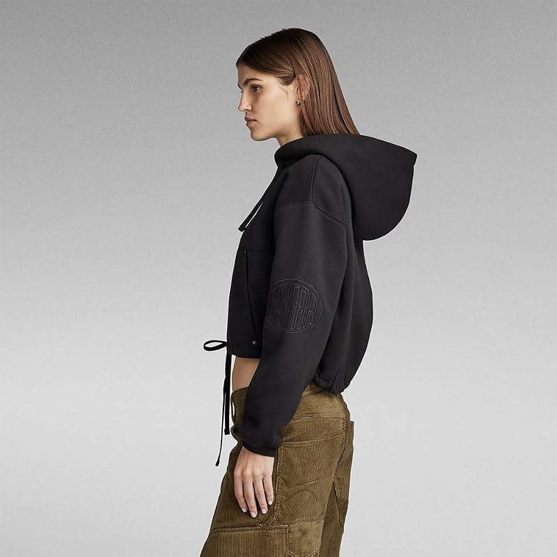 Femme Sweat à Capuche Sleeve Graphic Cropped Loose, Noir (dk black D23888-D425-6484), L — photo 4 sur 6