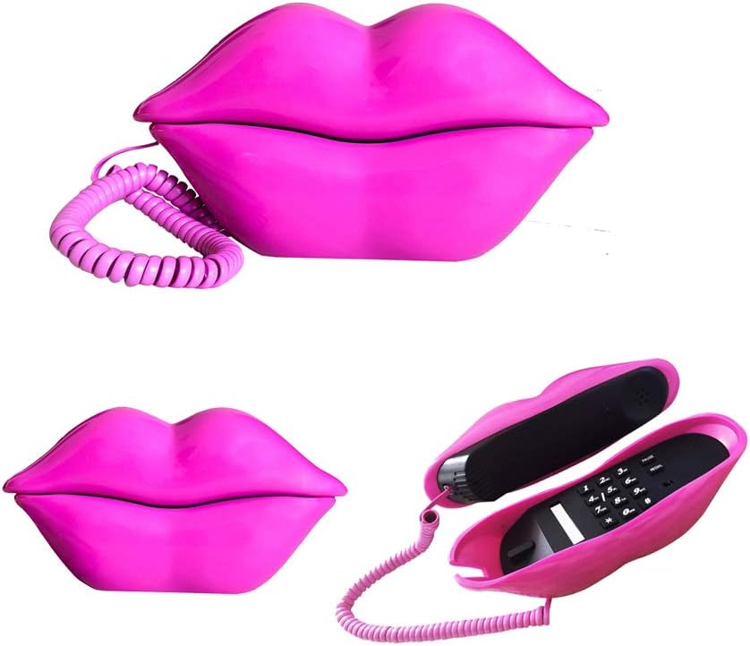 TelPal Corded Lips Telephones Land Line Rose Pink Home Telephones Sexy Mouth Shape Wired Phone for Home,Office,Shops & Art Decor Cute Real Working Cartoon Telephone for Play Novelty Gift for Girls - Image 4
