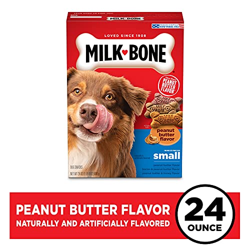 MilkBone Peanut Butter Dog Treat, Small Biscuits, 24 Ounce (Pack of 12