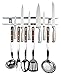 18 Inch Stainless Steel Magnetic Knife Holder & Space-Saving Strip for Kitchen Knives & Utensils, Office, Craft, Bar, Garage & Workshop Tools Wall Rack: Includes 6 Removable Hooks, Screws & Hardware