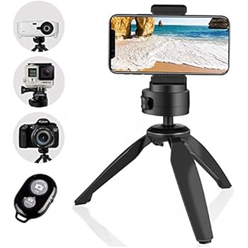 Heavy Duty Tripod, UBeesize Phone and Camera Tabletop Mini Tripod with Cell Phone Clip Holder for iPhone, Smartphones, Gopro, Webcams, Compact Cameras and DSLRs