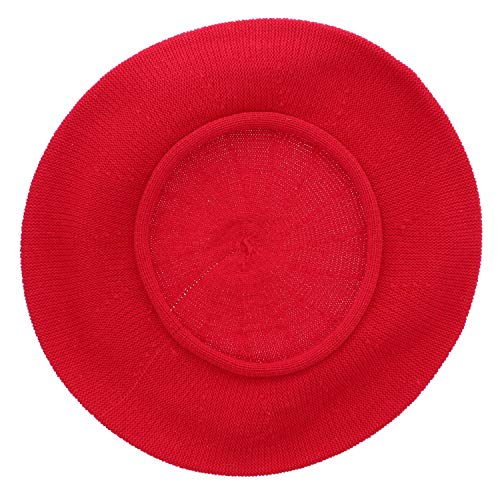 Beret for Women 100% Cotton Solid - Red