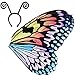 D.Q.Z Kids Butterfly-Wings for Girls Dress Up Costumes Play with Antenna Headband Halloween Party Supplies