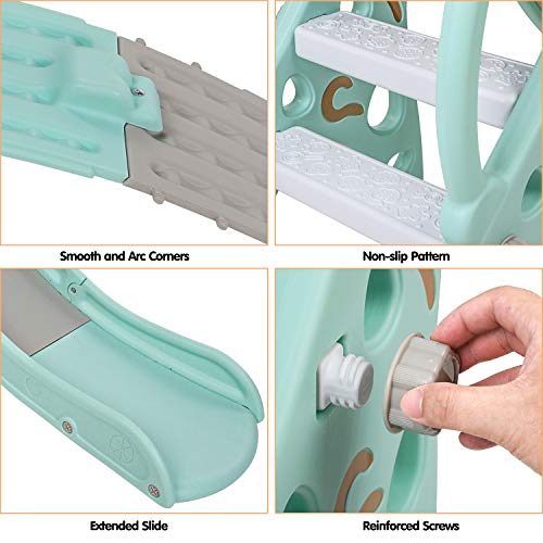 Naice Kids Slide, Upgraded Toddler Climber Slide, Sturdy Frame with Basketball Hoop, Indoor Outdoor Playground Toy, Kids Gift