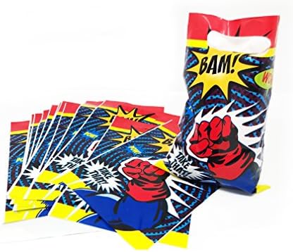 Superhero Themed Party Supplies Treat Bags- Party Favor Bags, Bam! Wow! Pow!- 16 Ct