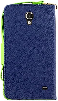 NEX 2-Tone Wallet Case for Samsung Galaxy Mega 2/G7508Q - Non-Retail Packaging - Blue/Neon Green