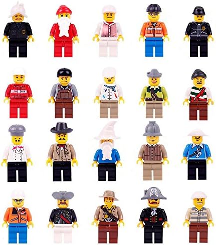 Minifigures Set - 20 Mini Figures Set of Professions Includes Building Bricks Community People from Different Industries Complete