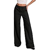 GORGLITTER Women's Low Rise Dress Pants Wide Leg Trousers Business Casual Work Dressy Low Waisted Straight Slacks Pants
