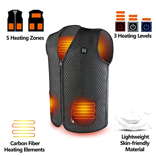 PBOX Heated Vest, USB Charging Electric Heated Jacket Washable for Women Men Winter Outdoor Motorcycle Riding with Rechargable Battery