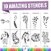 INGALA Pro Glitter Tattoo Kit. 24 Extra Fine Glitter Colors, PRO Tattoo Stencils and Glitter Tattoo Glue for The Perfect Glitter Tattoos Set