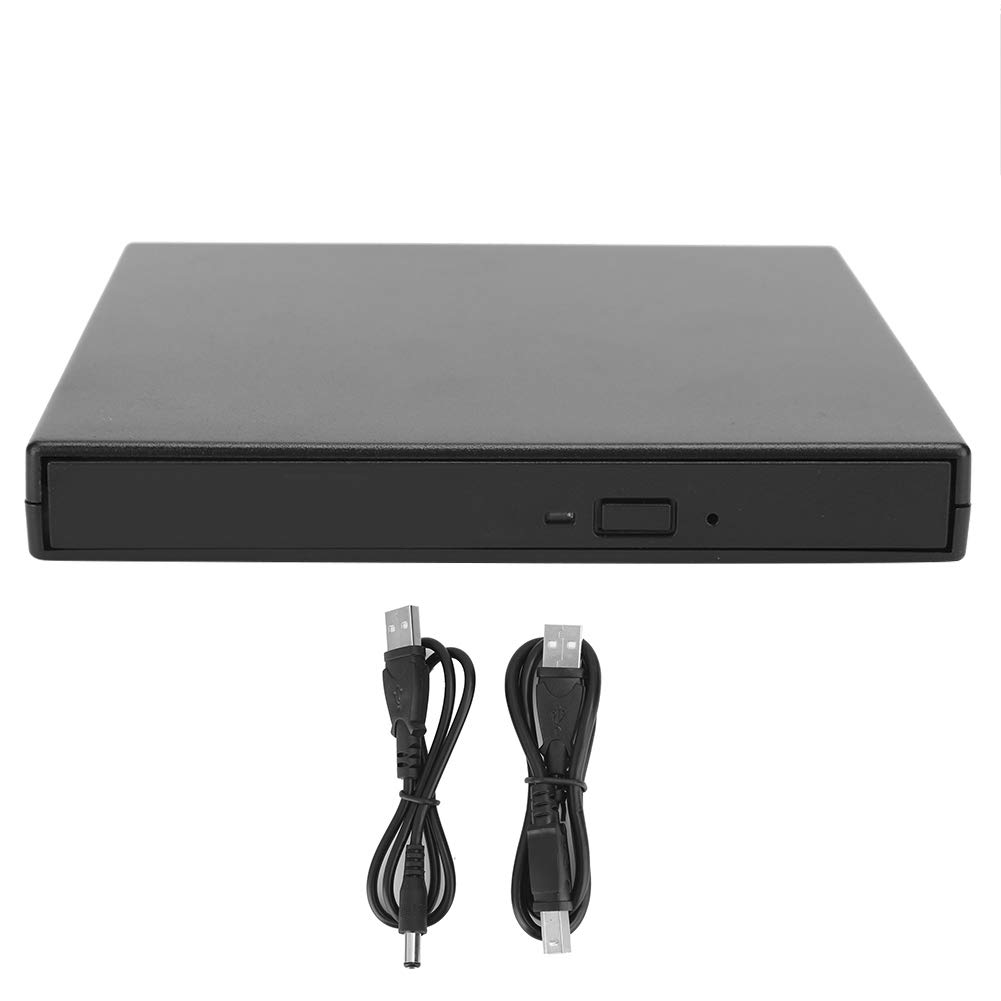 Fdit External DVD Drive for Laptop, USB 2.0 CD +/-RW DVD +/-R Optical Drive, Slot In Slim CD/DVD ROM Rewriter Writer Reader for OS8.6 Up (Black)