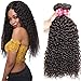 Sunber Brazilian 100% Unprocessed Virgin Kinky Curly Human Hair Weave 3 Bundles Deep Curly Hair Extensions Mixed Length Natural Color (8 10 12inch)