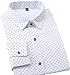 YTD Mens 100% Cotton Casual Slim Fit Long Sleeve Button Down Printed Dress Shirts US M White