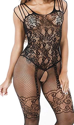 Xinkaishi Women's Hot Transparent Open Crotch Fishnet Bodystocking