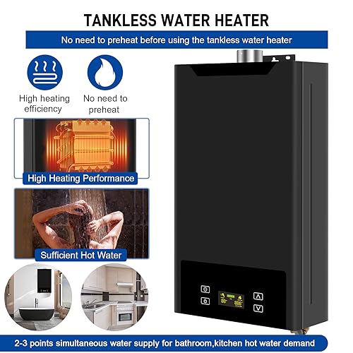 Tankless Water Heater Propane, 4.74GPM 18L Indoor,Instant Hot Propane