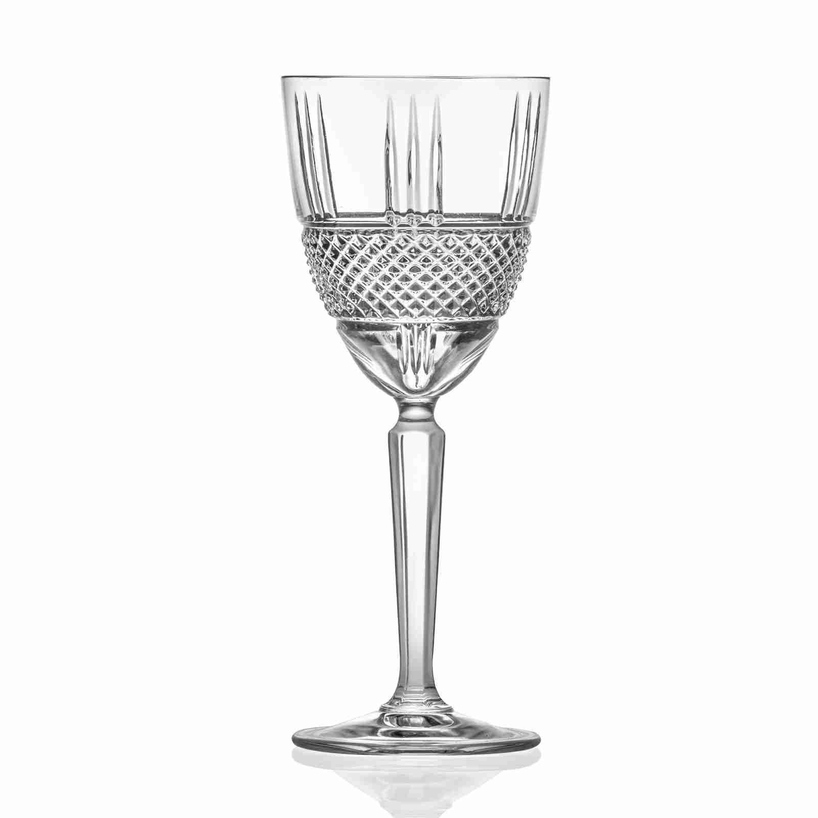 RCR 26966020006 Brillante Red Wine Glasses Set of 6 - Large Stemmed Wine Glasses, 290ml, Made in Italy, Dishwasher Safe Glass Set, Ideal for Wedding Gifts, New Homeowners, Events & Dinner Parties