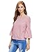 Floerns Women's Bell Sleeve Beading Casual Blouse Top Red and White S