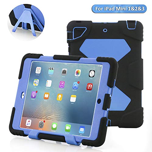 iPad Mini Case, Aceguarder iPad Mini1 / 2/3 Case Kids Proof Rainproof Shockproof Silicone Cover for iPad Mini 1 & iPad Mini 2 & iPad Mini 3(BLACK-BLUE)