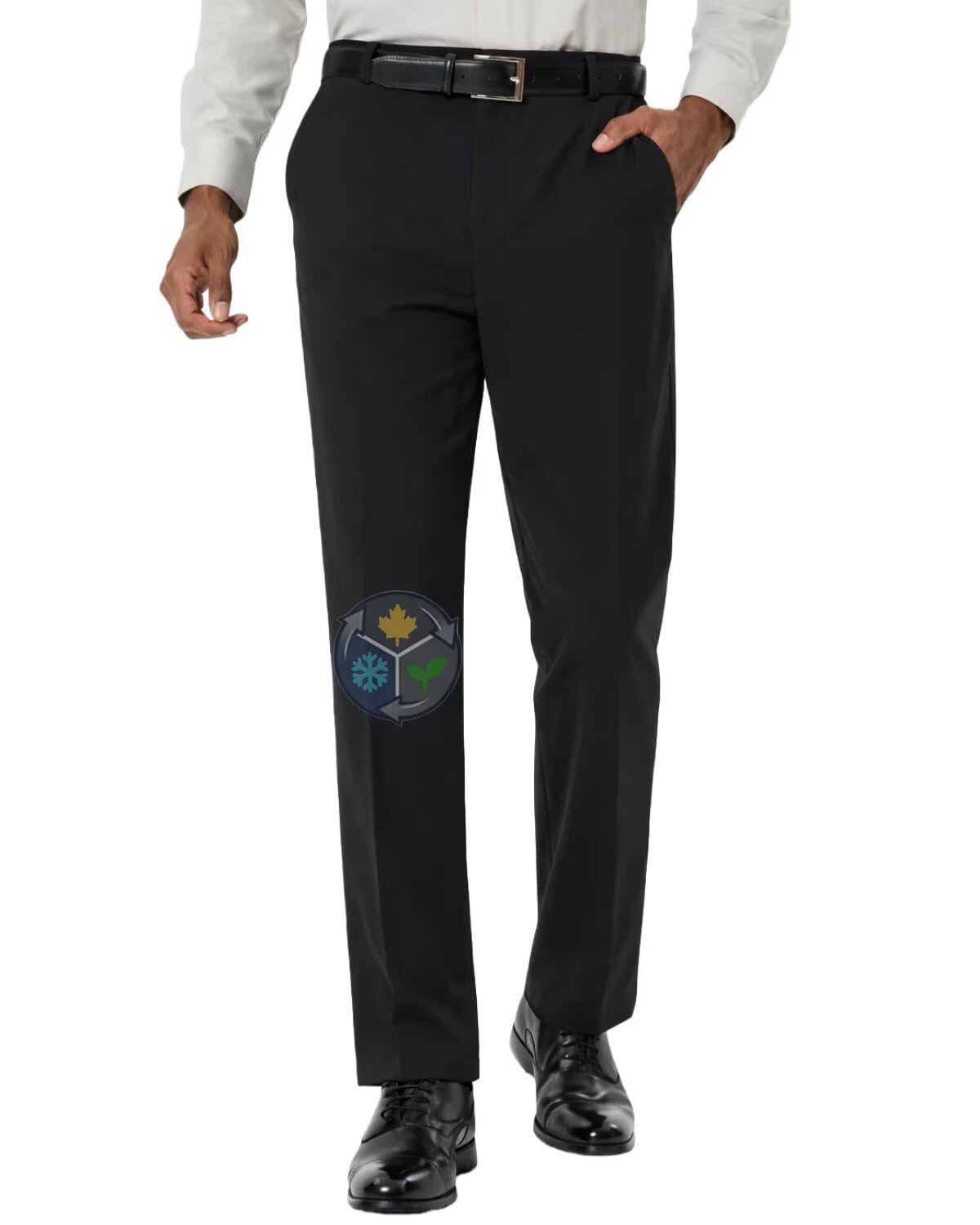 SNOWTEN Men's Midweight Stretch Dress Pants, Classic Fit Work Slacks, Quick-Dry Water-Repellent, 4 Pockets Black 28w × 30L Image