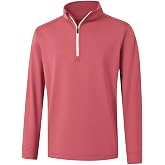 DTWOOO Solid Performance Fleece Golf Quarter Zip for Men | Men's Solid Quarter Zip Golf Pullover Men Dry Fit Long Sleeve Performance Wicking Mock Neck Mens Athletic Sweatshirts