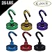 Magician& 25LB Magnetic Hooks - 6 Assorted Colors Strong Powerful Heavy Duty Neodymium Magnet Hooks - Great for Refrigerator, Home, Kitchen, Store, Door Coat Hook, Grill Utensils, Office or Warehouse