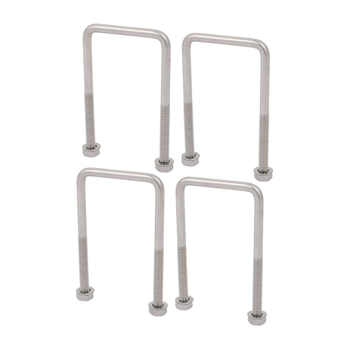 Sourcingmap 4pcs M6 45mm Inner Width 304 Stainless Steel Square U Bolt w Hex Nut Washer