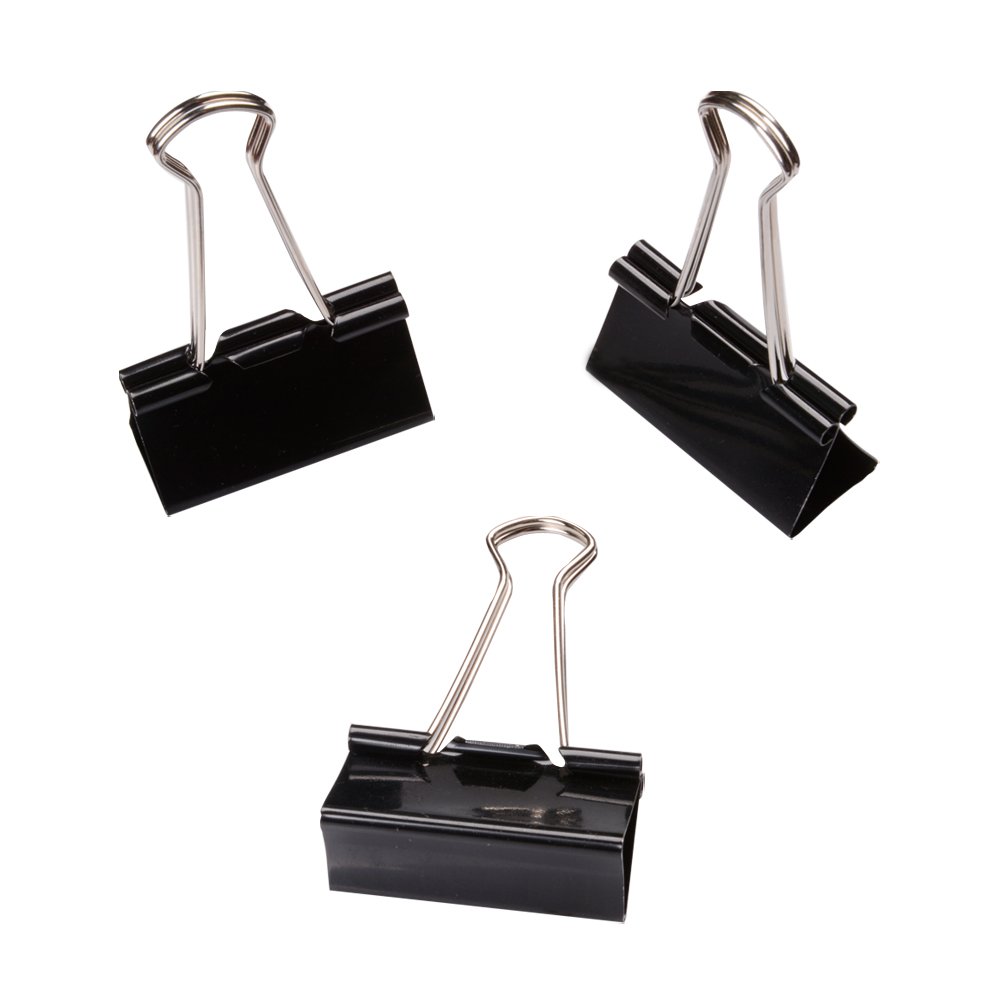 FICBOX 120 Pcs Black Binder Clips Paper Clamp - 6 Sizes