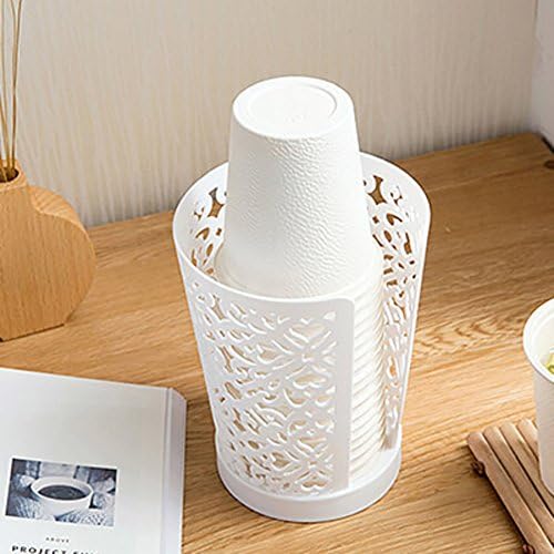 Paper cup storage bucket Disposable cup storage rack Put a cup of paper shelf plastic creative rack-White