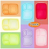 Meal Prep Containers, HTOMT 7-Pack 3 Compartment Food Storage Bento Boxes with Lids, Food Storage BPA Free, Stackable, Reusable Lunch Box, Microwave Dishwasher Freezer Safe, Portion Control