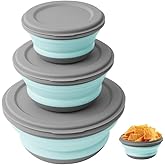 flintronic 3Pcs Collapsible Camping Bowl Sets, Portable Silicone Bowl with Lid, Folding Bowl, Portable Salad Bowl, Folding Lunch Box for Camping, Kitchen, Hiking