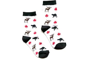Canadian Moose Bear and Maple Leaf Kids Socks Age 3-6