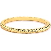 STORYJEWELLERY Gold Plated Band Ring for Women, Gold Plated Wedding Bands for Women, Thin Stackable Rings, Twist Index Finger Ring, Gifts for Women
