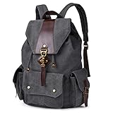 Vbiger Vintage Canvas Backpack Casual Shoulder Bag Large Capacity Rucksack for Men and Women