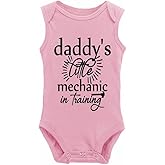 YCICIVDee Daddy's Little Mechanic Baby Short Sleeve Bodysuits Pajamas Newborn Sleepers Girl and Boy Clothes