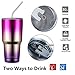 DYNAMIC SE 30oz Tumbler Double Wall Stainless Steel Vacuum Insulated Travel Mug with Splash-Proof Lid Metal Straw and Brush (Fuchsia and Purple, 30oz)