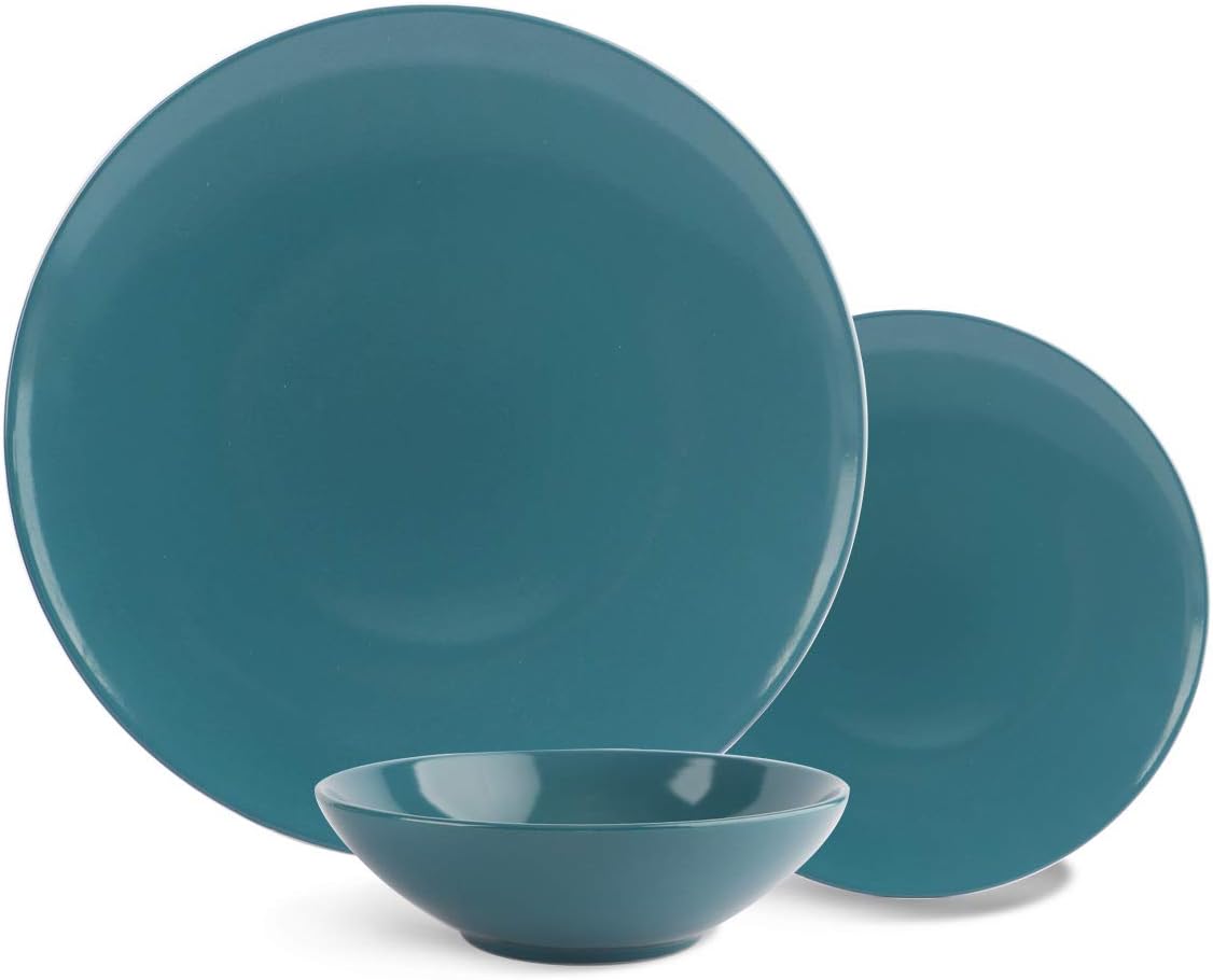 Amazon Basics 18-Piece Stoneware Dinnerware Set - Deep Teal, Service for 6 - Image 5
