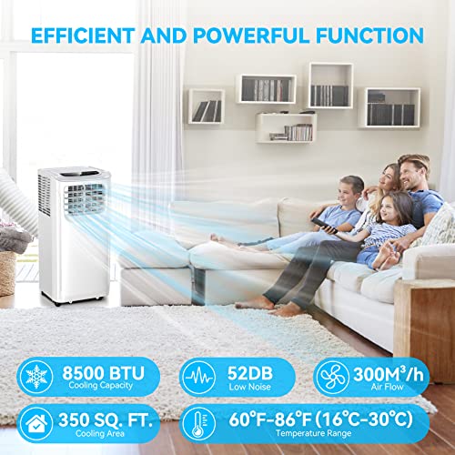 Portable Air Conditioners, 8500 BTU Portable AC Uint with Dehumidifier & Fan Mode for Room up to