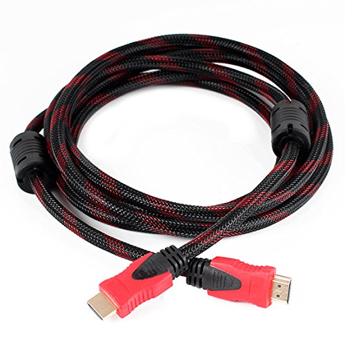 HDMI Cable1.4V -Red Black Braided Cord - Category 2 High Speed with Ethernet &amp; Audio Return Channel - Supports 4K 2160p, HD 1080p &amp; 3D (Latest Standard) (15Feet)
