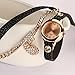 Women's Fashion Rhinstone Faux Leather Wrap Bracelet Quartz Watch with Heart Pendant (Black01)