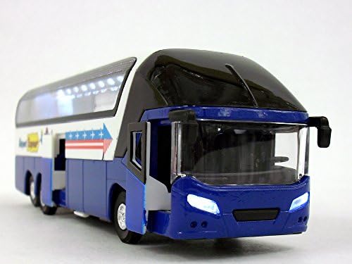 Coach Bus 7.75 inch Long Diecast Metal Scale Model - WHITE/BLUE