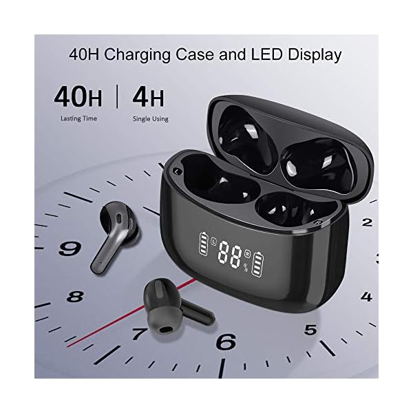 Wireless Earbuds, Bluetooth 5.1 Earphones with LED Display, IPX7 Waterproof in Ear Wireless Earphones, 40H Playtime…