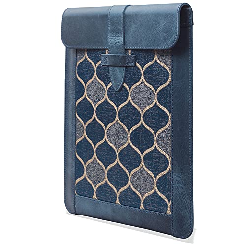 LONDO Genuine Leather Sleeve Bag for Ipad (Blue, Small)
