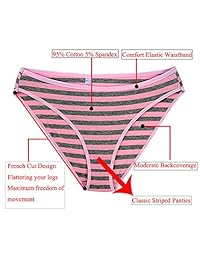 Bragas de algodón para dama, corte francés, con rayas de color (5 unidades)