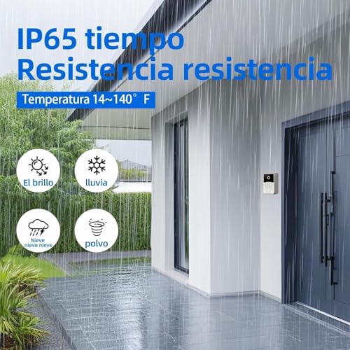Genérico Wireless Video Doorbell with 2.4GHz WiFi, HD Video Doorbell Smart Door Bell with Camera, Night Vision, Two-Way Audio, Easy Installation by App Own Account