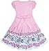 Sunny Fashion Girls Dress Embroidered Leaves Flower O-Neck Cotton Pink
