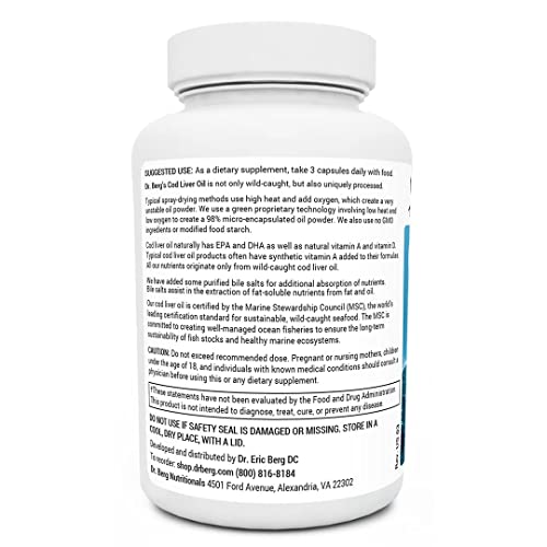 Dr. Berg Cod Liver Oil Capsules from Wild Caught Cod No Smells or Bad