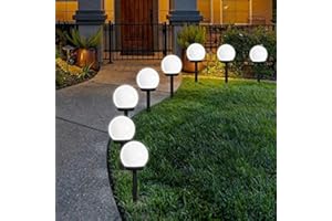 Otdair Solar Lights Outdoor, 8 Pack Solar LED Globe Powered Garden Light Waterproof for Yard Patio Walkway Landscape In-Ground Spike Pathway Cool White