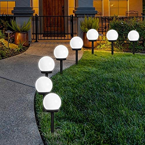 Photo 1 of ***MISSING STANDS*** Otdair Solar Lights Outdoor, 8 Pack Solar LED Globe Powered Garden Light Waterproof for Yard Patio Walkway Landscape In-Ground Spike Pathway Cool White